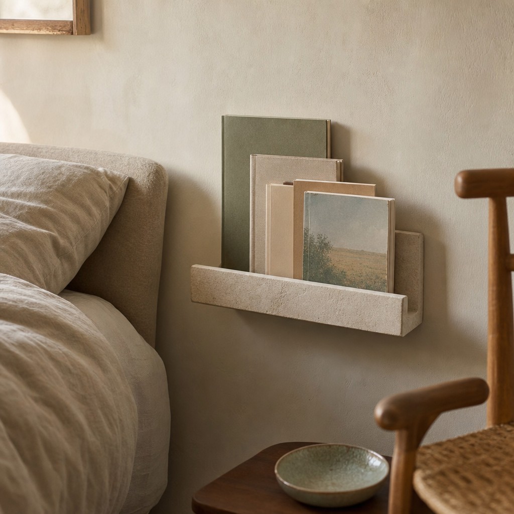Mycenae Book Ledge, wall storage for up to 8 kg when mounted to suitable wall structure