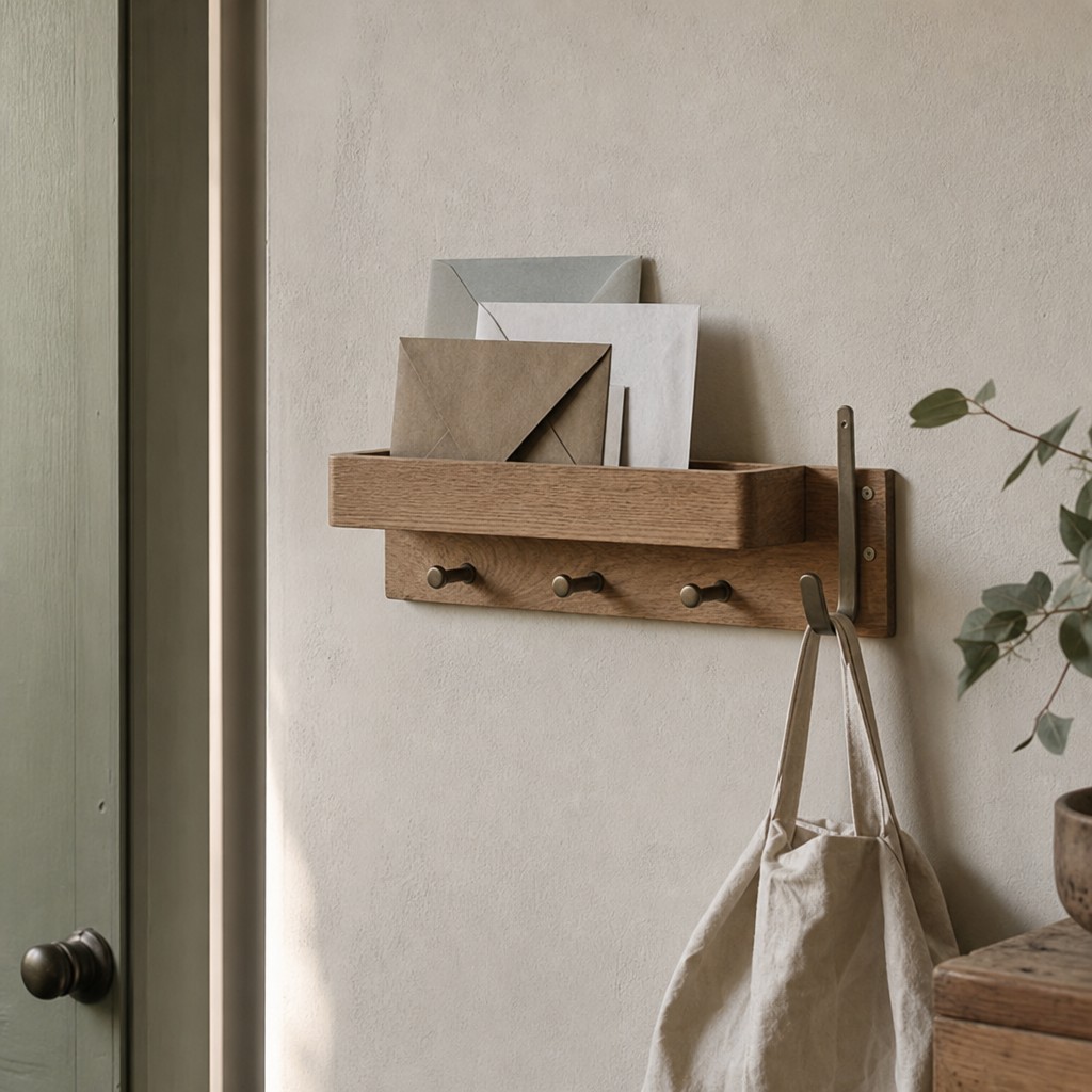 Vaison Key Mail Rail, wall storage for 5 kg total; end hook 2 kg