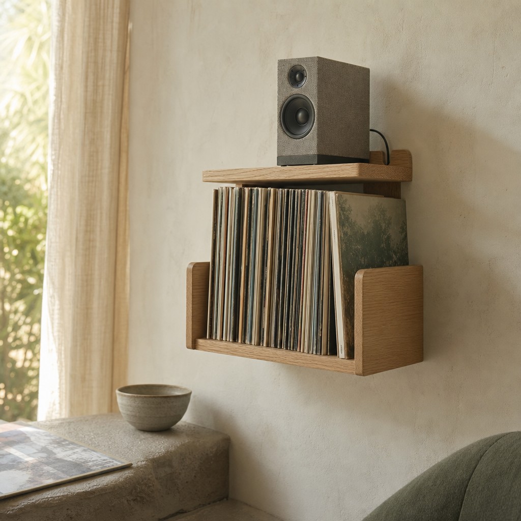 Caria Record Shelf, wall storage for 12 kg total