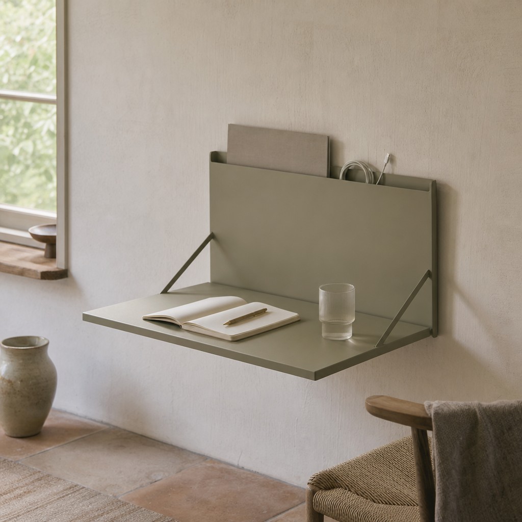 Baetis Wall Desk, wall storage for supports up to 18 kg when correctly wall mounted